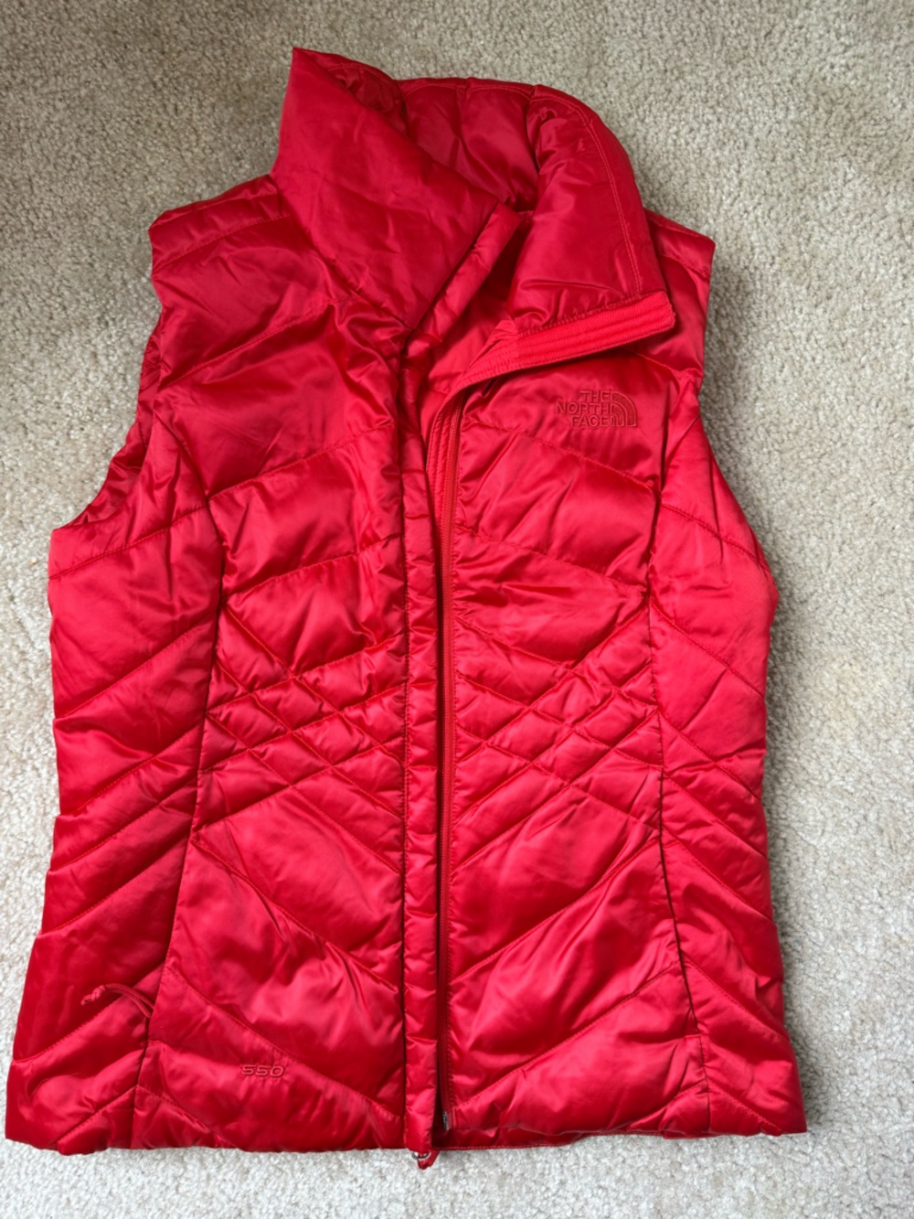 The North Face XS Red Puffer Vest Full Zip Lightweight Insulated